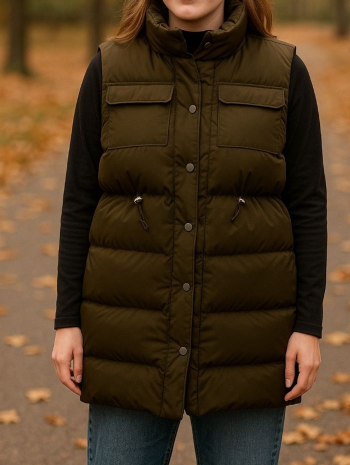 Doudoune sans manches longue White City – Taille M – Vert olive - photo numéro 3