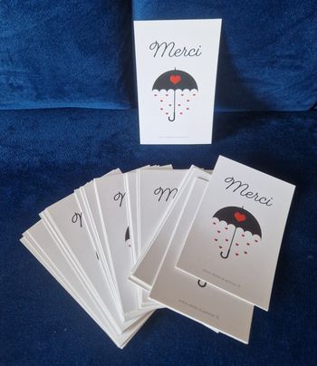 Le lot de cartes de remerciements