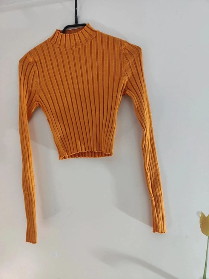 Pull Court Côtelé en Laine Orange💎 sister 36💎 - photo numéro 7