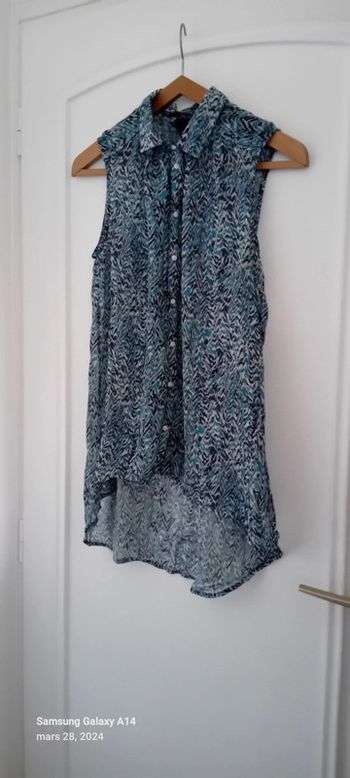 Blouse légère sans manches imprimée bleue femme 38 h&m
