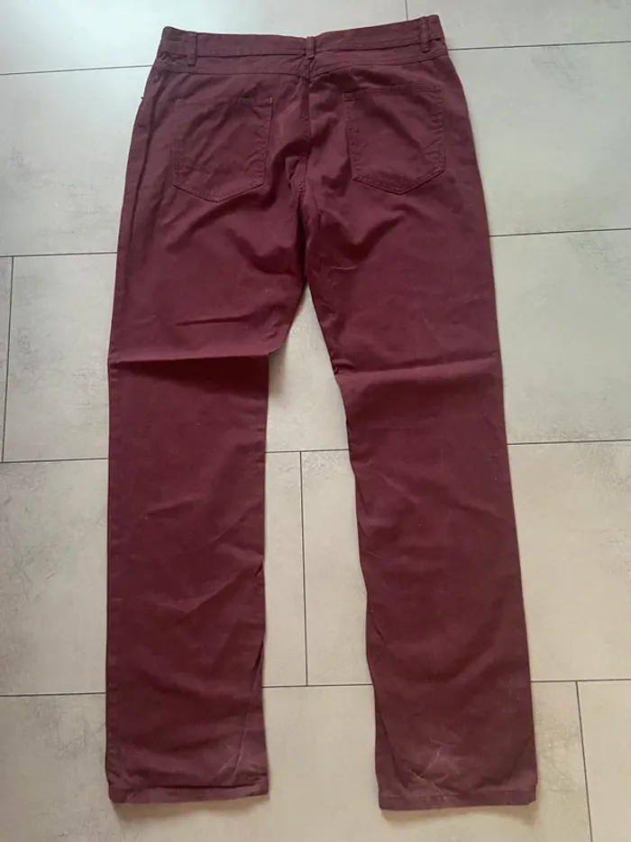 Pantalon droit jean homme bordeaux - photo numéro 3