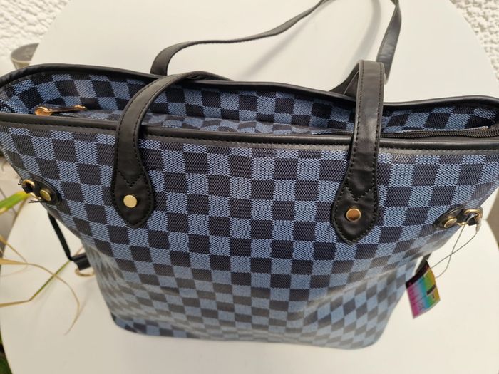 Sac Cabas A Carreaux Noirs Gris Cuir Synthétique - photo numéro 13