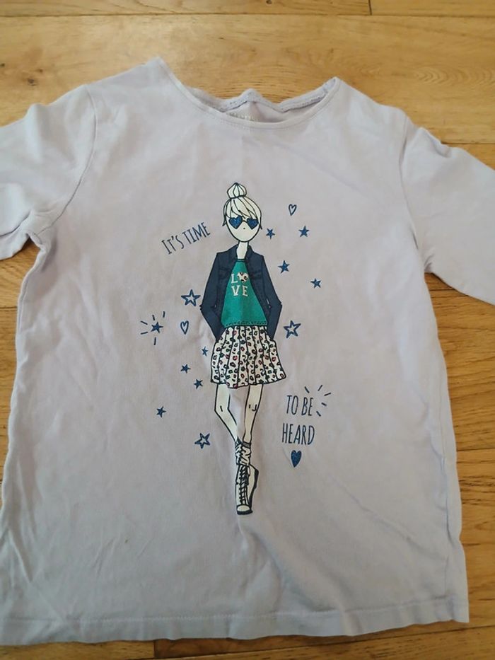 T shirt lila manche longues 6 ans - photo numéro 2