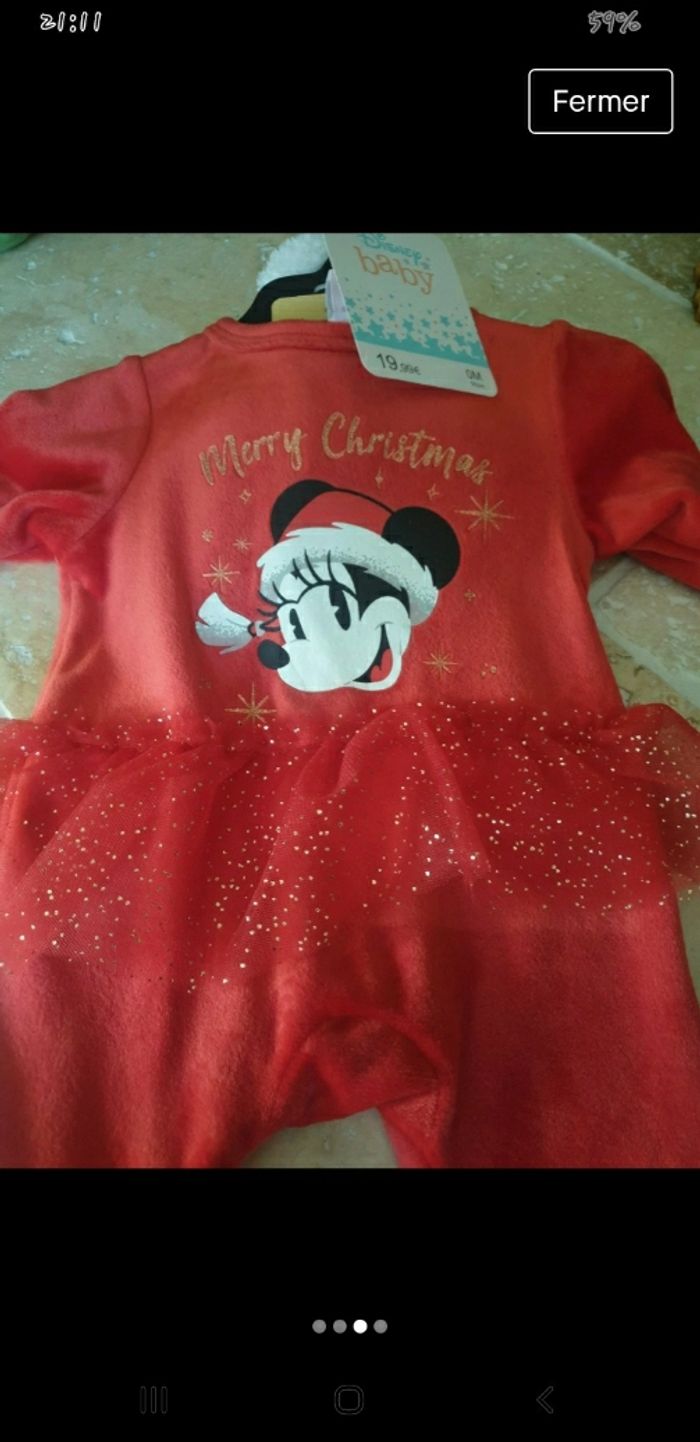 pyjama disney minnie noel naissance 50 cm - photo numéro 3