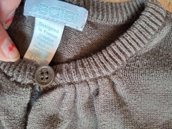 Gilet gris marron fille 18 mois - photo numéro 2