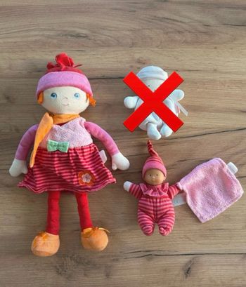 Lot corolle : hochet et poupée de chiffon