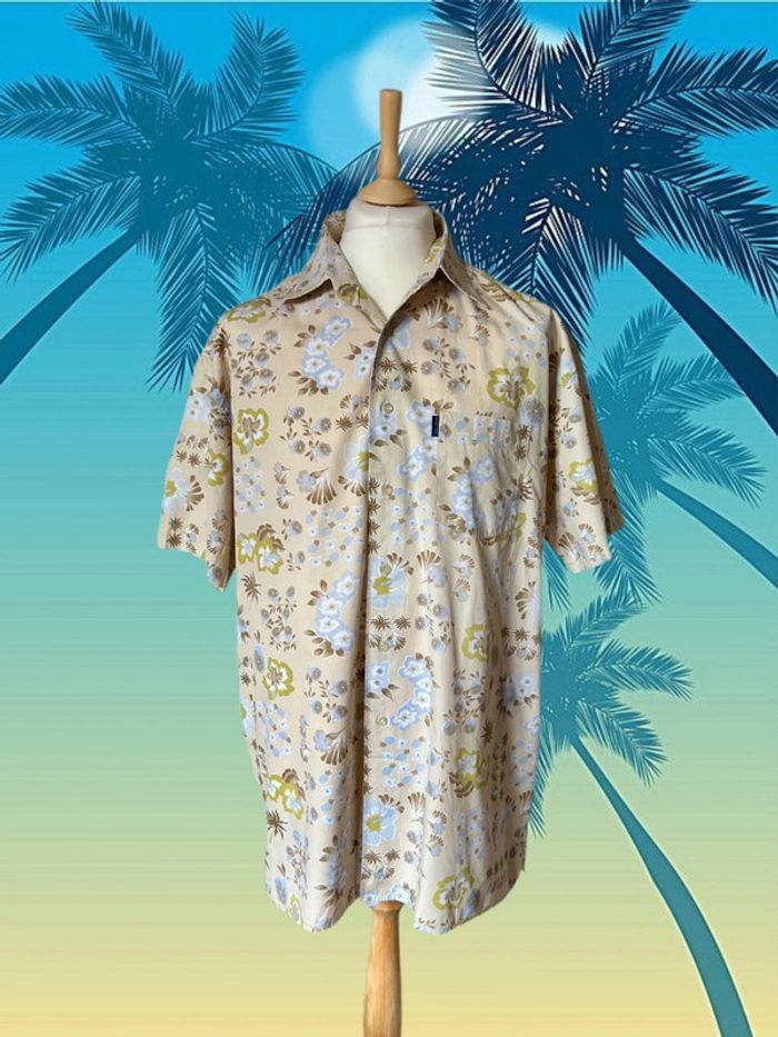 🌴🍋Chemise homme estivale vintage hawaïenne Hawaiian floral lemon shirt🍋🌴