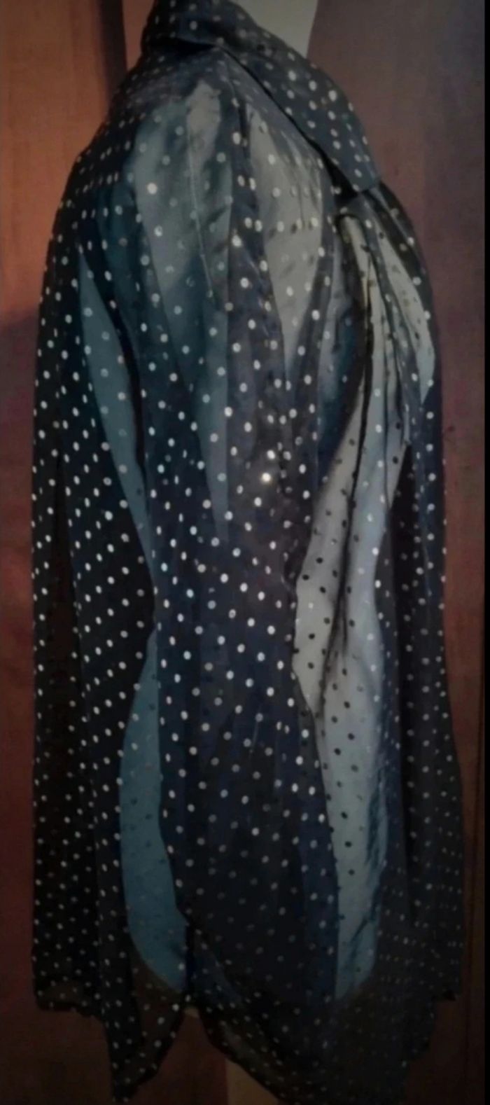Chemise transparente noir a pois doré 46-48 - photo numéro 3