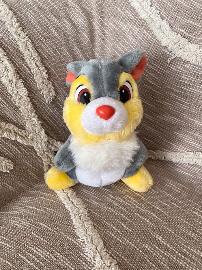 Peluche doudou 28cm Disney Bambi Panpan lapin gris et jaune vintage très bon état
