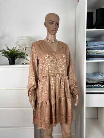 Robe beige doré satinée manches longues Peace n’love - Taille 38/40 - Chic & bohème