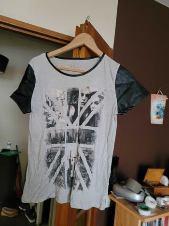 T-shirt manches faux cuir taille m kiabi