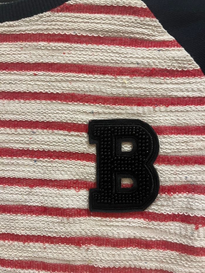 Pull sweat bleu marine à rayures rouges et blanches blessing woman taille M/38 - photo numéro 4