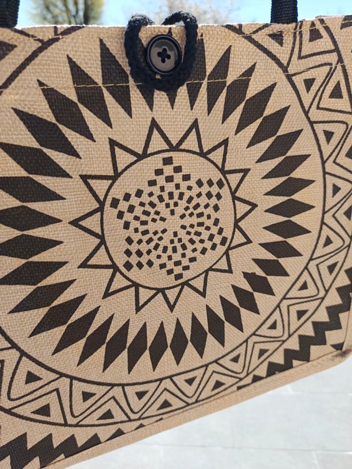 Sac toile de jute motifs ethniques - photo numéro 2