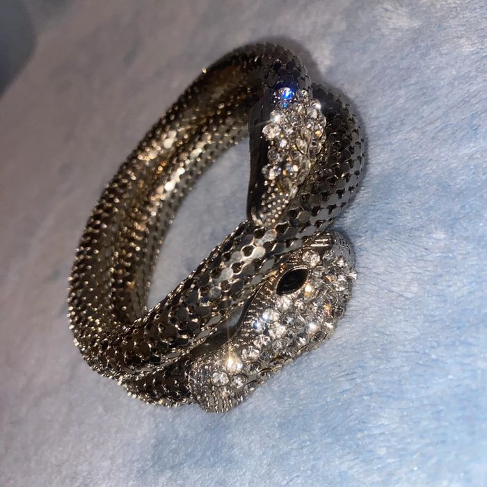 Bracelet fantaisie argenté serpent - photo numéro 6