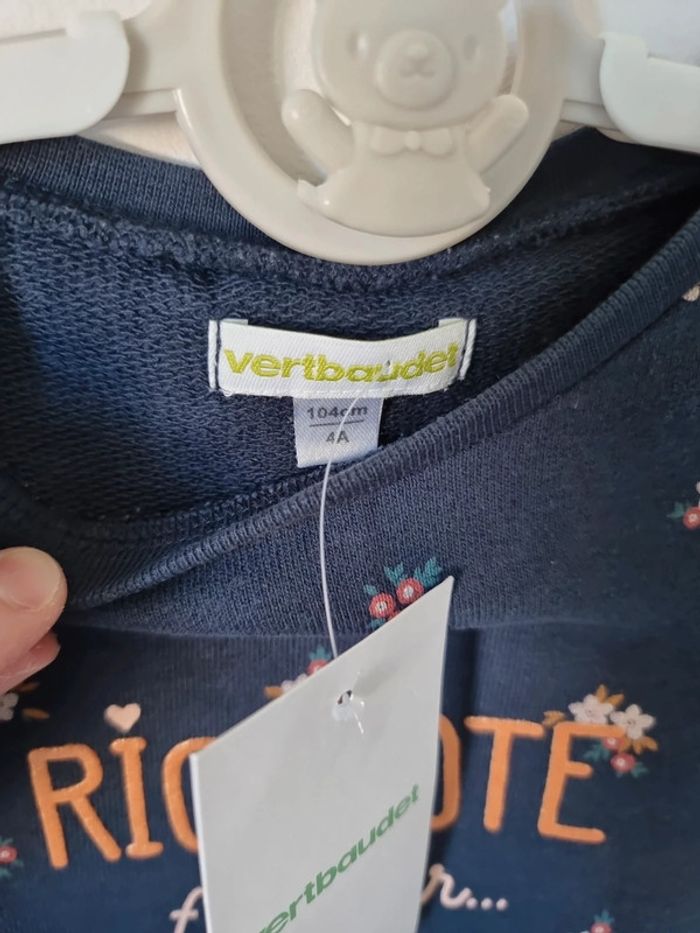 Sweat fleur marine rigolote vertbaudet taille 4ans neuf - photo numéro 5