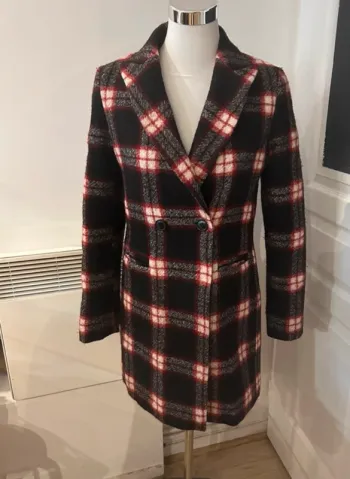 MKT studio manteau, imprimer carreaux en laine femme, taille 36