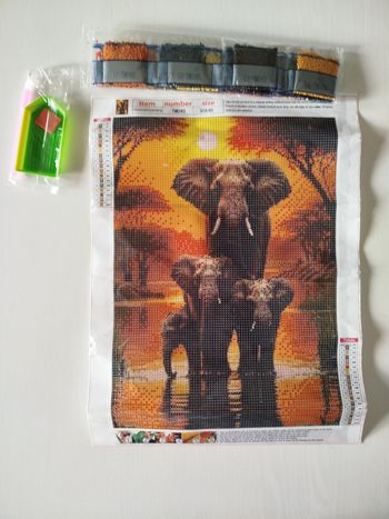 S330 Diamond painting paysage Afrique avec éléphant