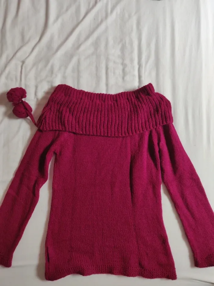 Pull col large fushia H&K taille 42 - photo numéro 3