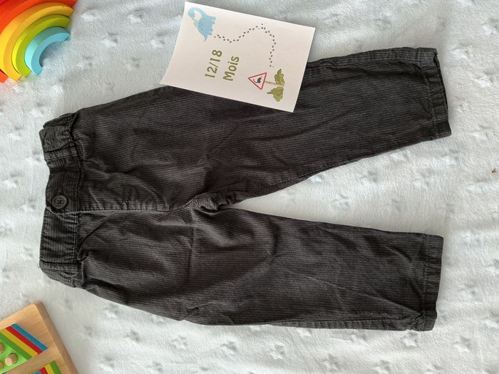 pantalon léger noir rayé blanc 12/18 mois H&M taille réglable - photo numéro 3