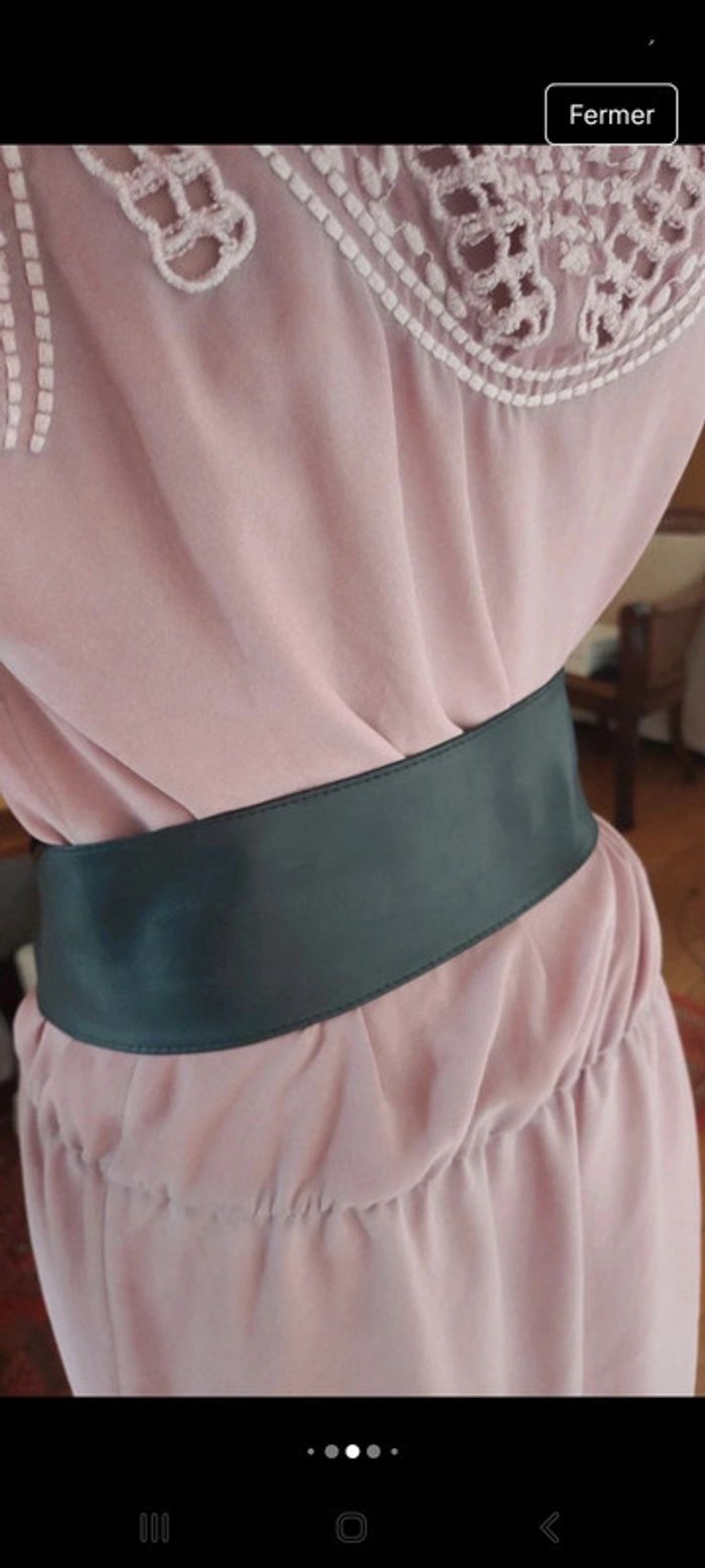 Ceinture large en cuir noir Flora Fleur 80cm - photo numéro 5