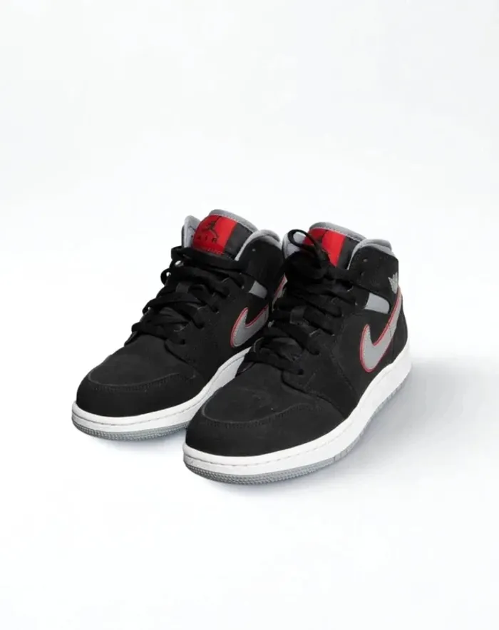 JORDAN 1 MID Black Particle Grey Gym Red – Taille 38,5 - photo numéro 2