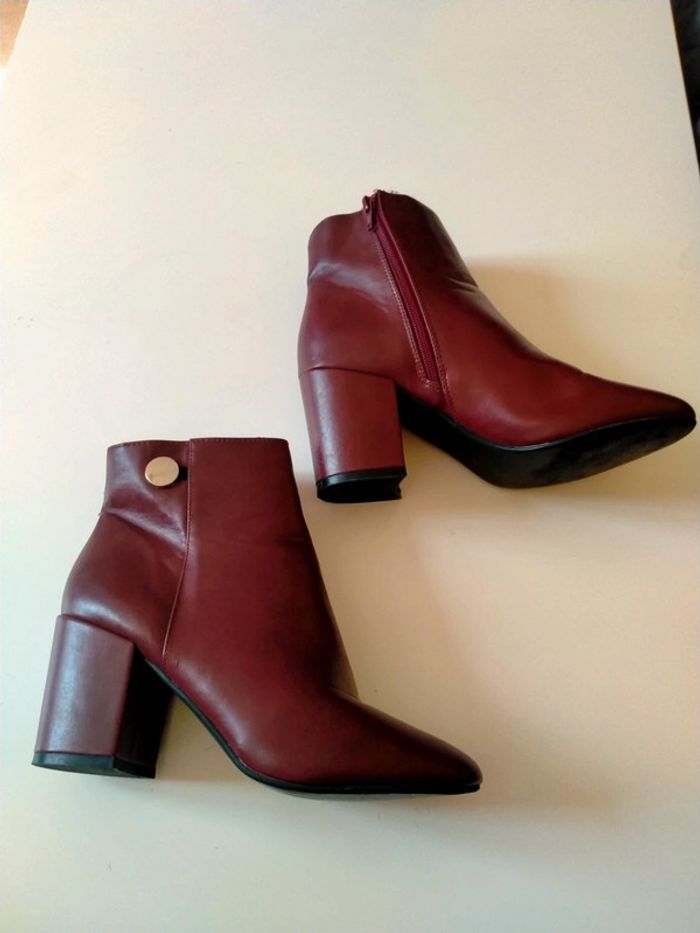 Bottines bordeaux à talons élégantes et tendance - photo numéro 2