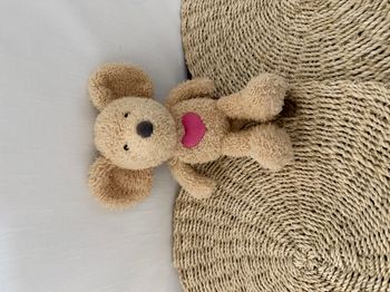 Doudou souris beige coeur rose LILLEBI