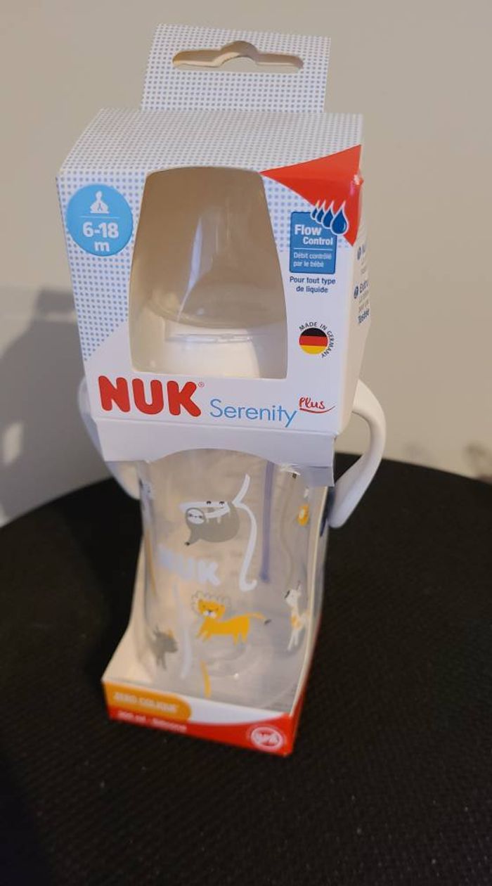 Biberon col large serenity+ poignées 300ml 6-18 mois flow control - temperature control Nuk - photo numéro 2