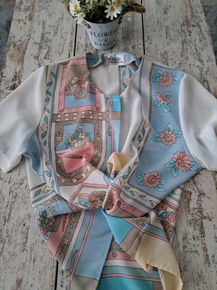 Chemise fluide manche courte vintage à fleurs