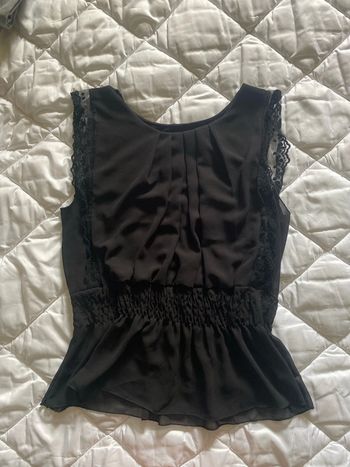 Haut femme noir fluide detail dentelle taille 36