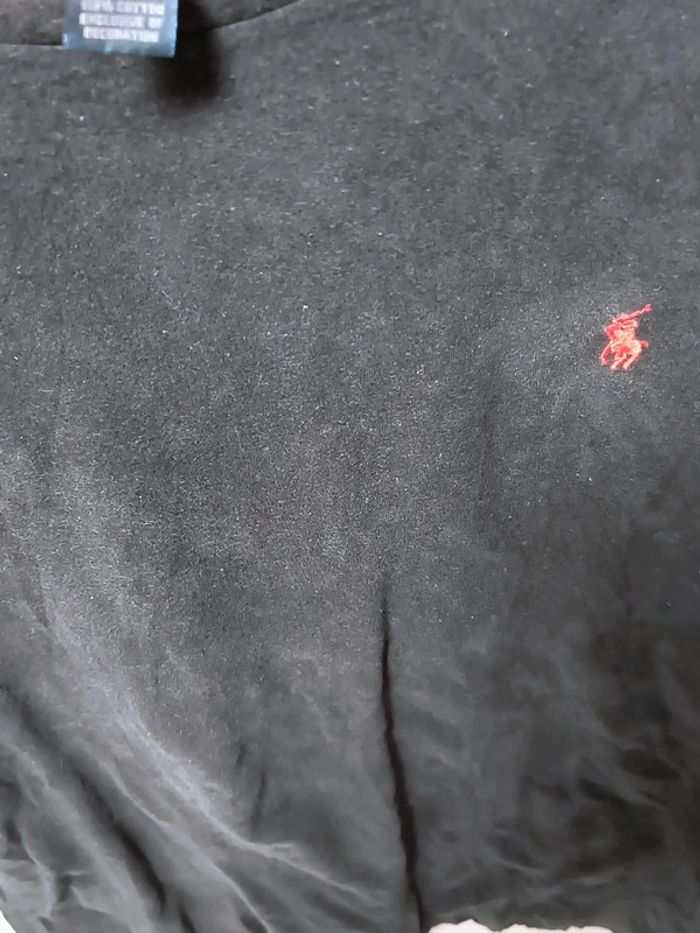 T-shirt noir Ralph Lauren vintage - Logo rouge brodé - Taille M - photo numéro 7