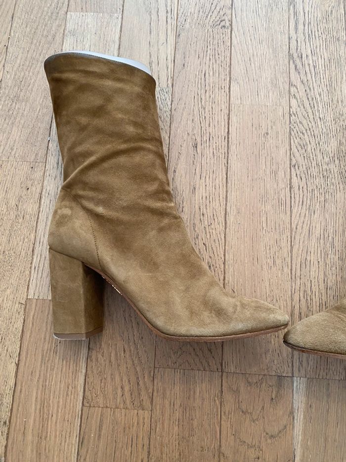 Bottines à talon en daim beige Aquazzura modèle Boogie taille 37 - photo numéro 13