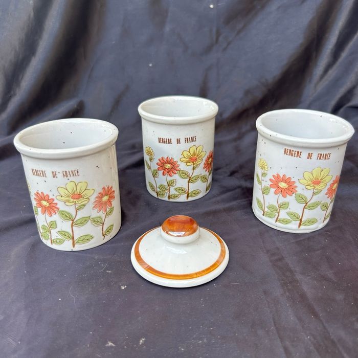 Trio de pots à épices vintage en grès Bergère de France - photo numéro 4