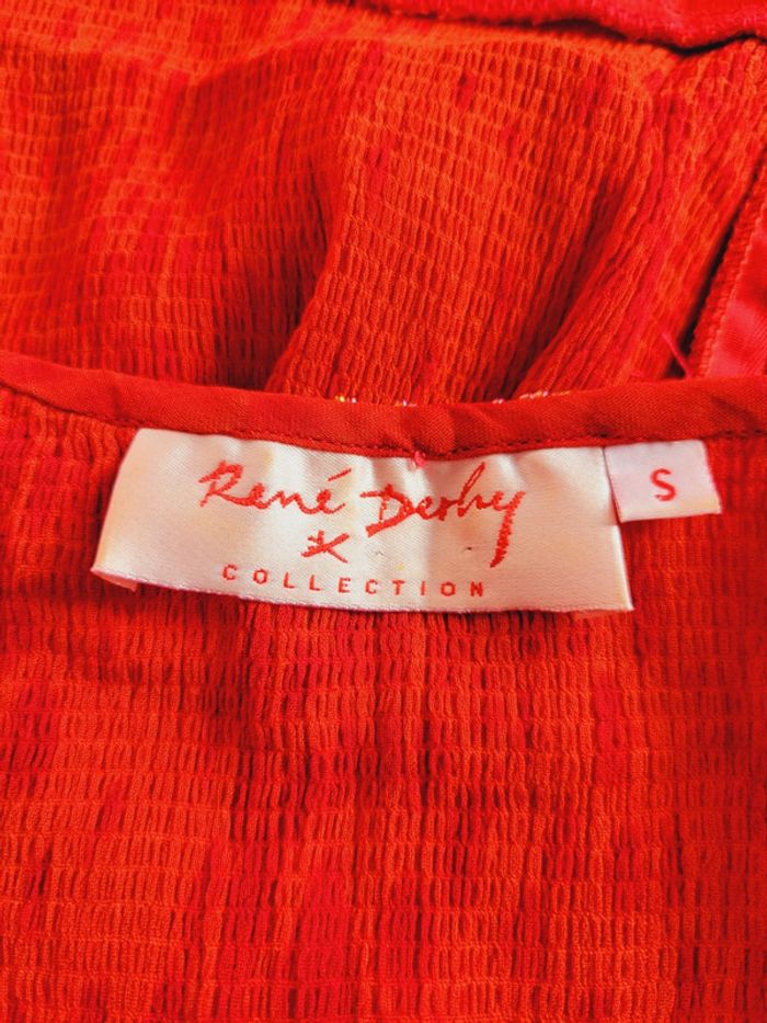 Robe longue rouge vintage René Derhy taille S 36 bordeaux motifs fleurs floraux - photo numéro 10