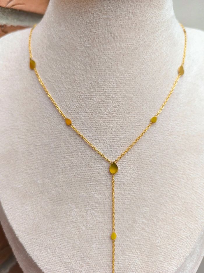 Pendentif doré en Y avec pampilles larmes - photo numéro 2