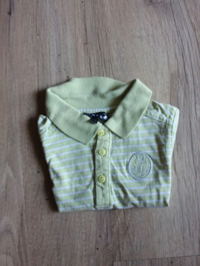 Polo rayé vert et blanc 6 mois - photo numéro 2