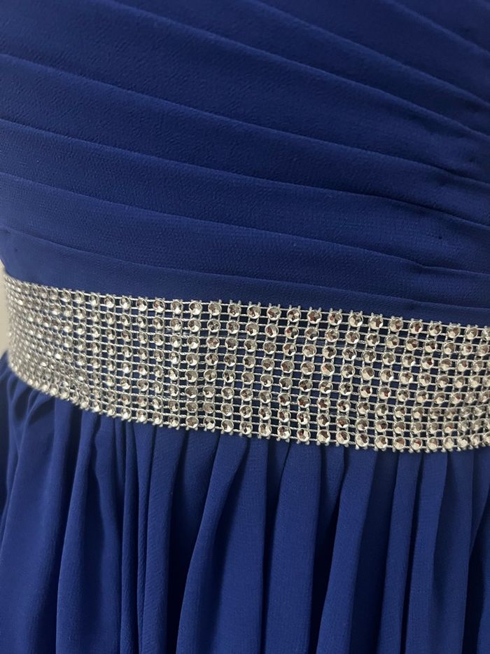 Robe bustier asymétrique bleu roi et argent - photo numéro 3