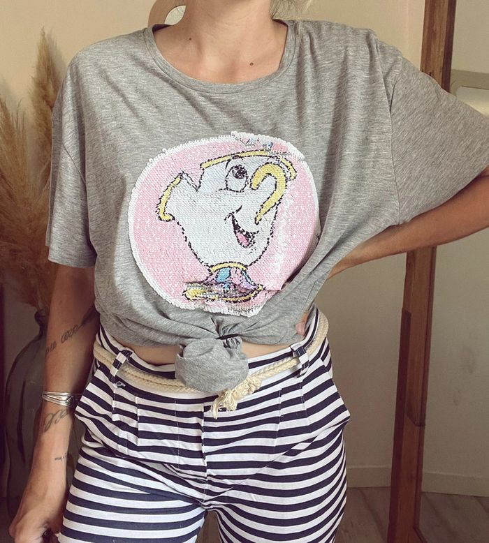 T-shirt Disney gris sequins réversibles – personnage Zip Disney - photo numéro 3