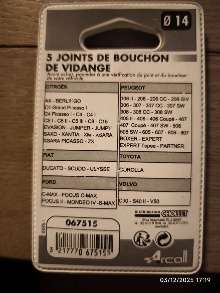 4 joints de bouchon de vidange - photo numéro 2