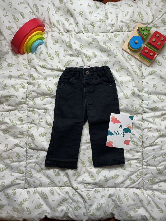 jean coupe droite bleu marine taille réglable 9 mois bout'chou