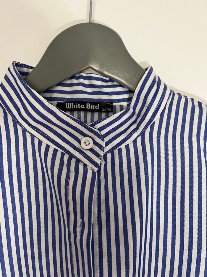 Chemise femme mi-longue rayures bleues - photo numéro 6