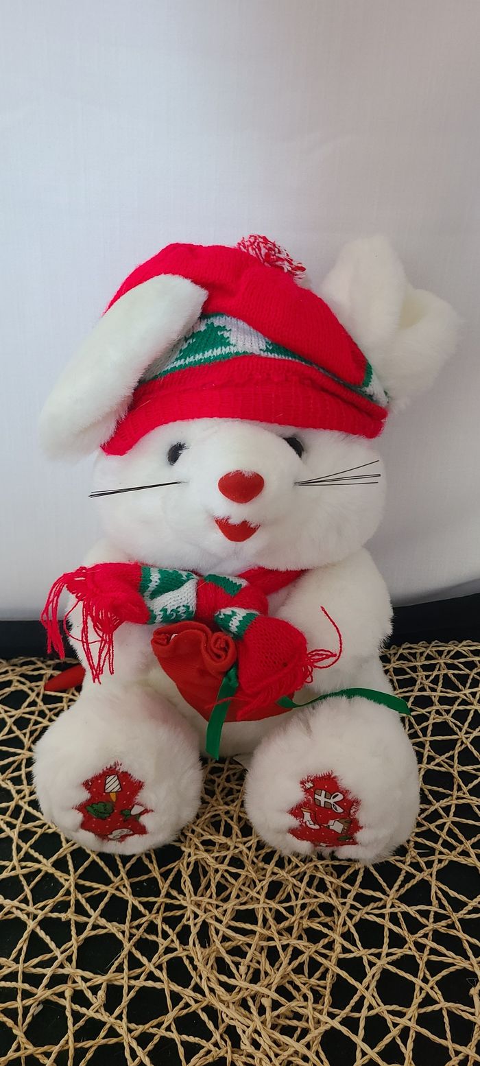 Souris en peluche de Noël 28 cm de haut