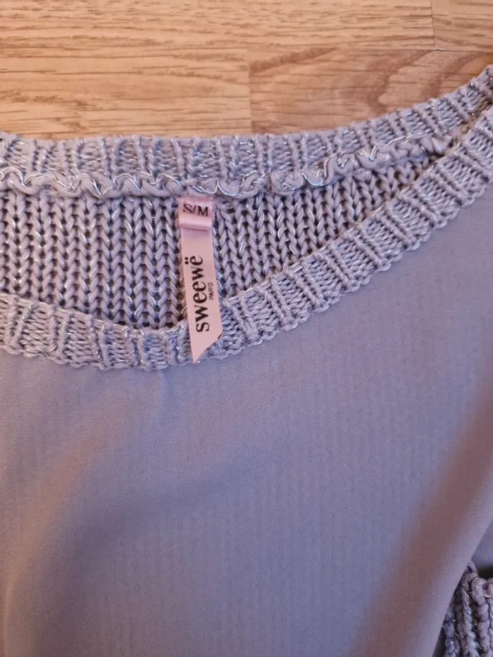 Pull maille et tissu fin taille S/M - photo numéro 3