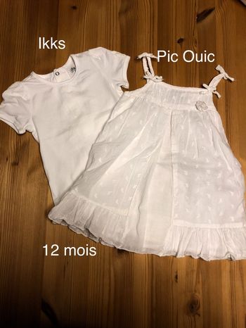 Robe et tee shirt blanc 12m