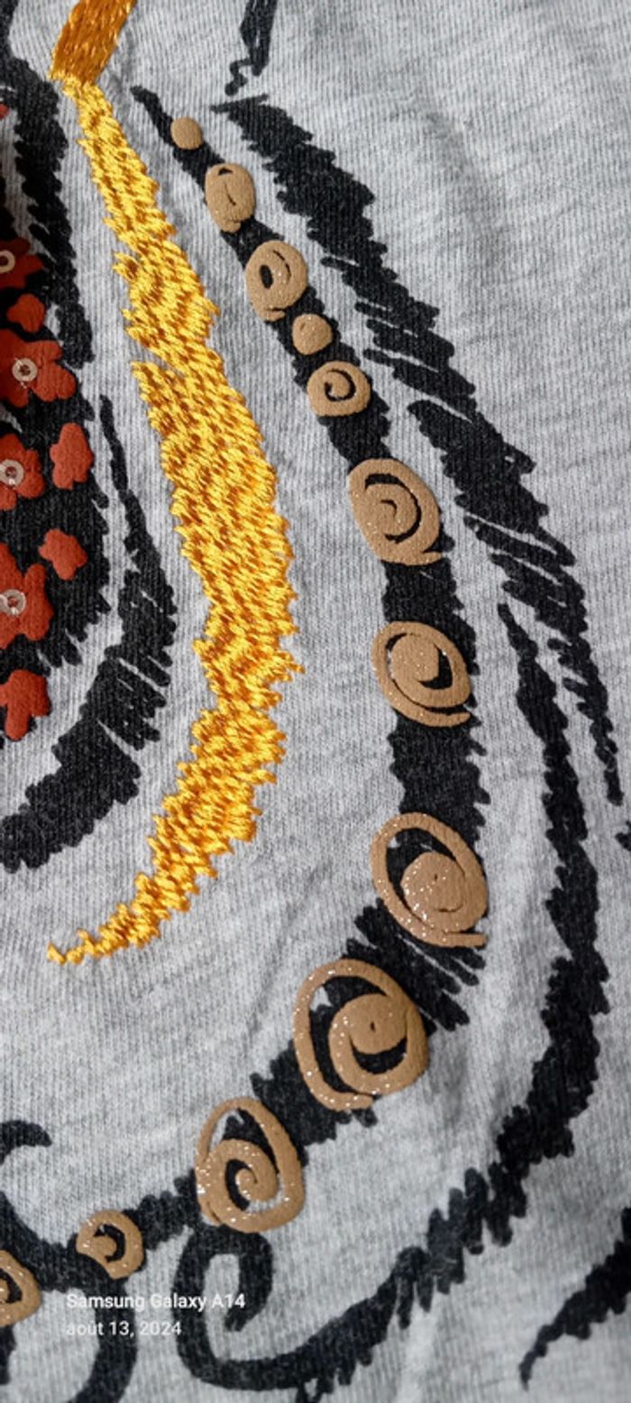 Tee shirt motif zèbre avec sequins et pampilles gris fille 10 ans vert baudet - photo numéro 13