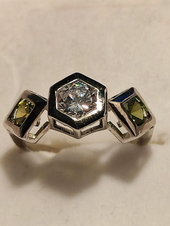 Bague acier et cristaux - photo numéro 1