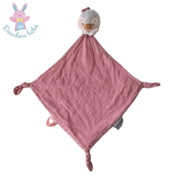 Grand doudou plat Pingouin lange rose Sasha et Pauline NATTOU