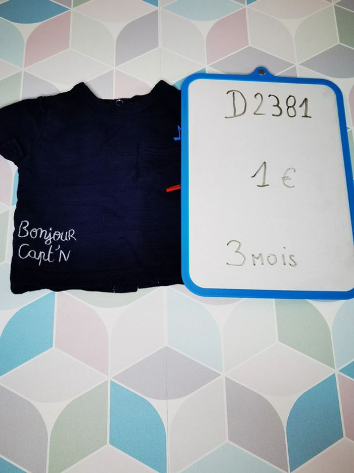 D2381 - tee-shirt garçon 3 mois - photo numéro 3