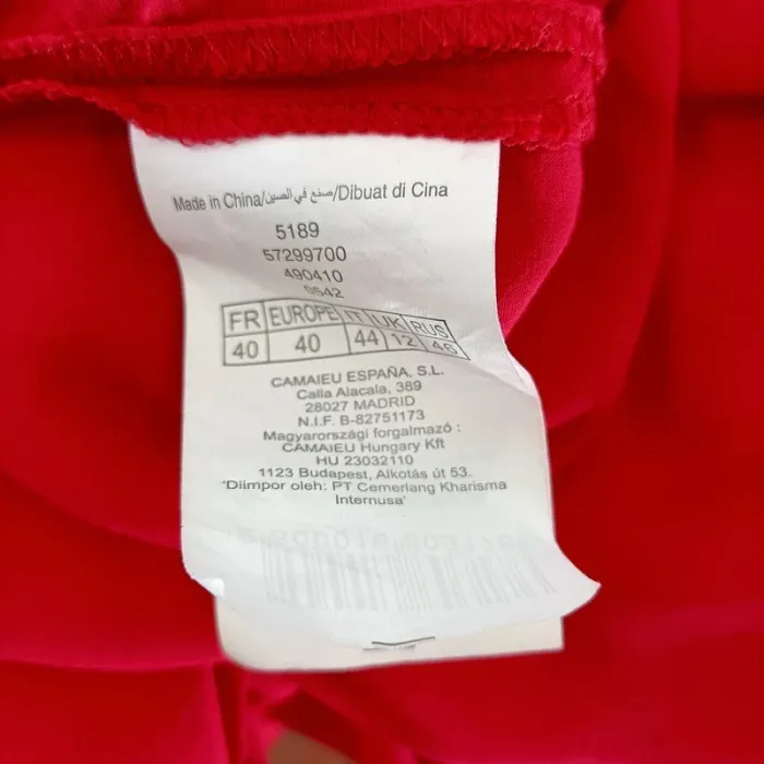 Robe rouge Camaïeu fluide taille 40 col rond dos noué A001 - photo numéro 10