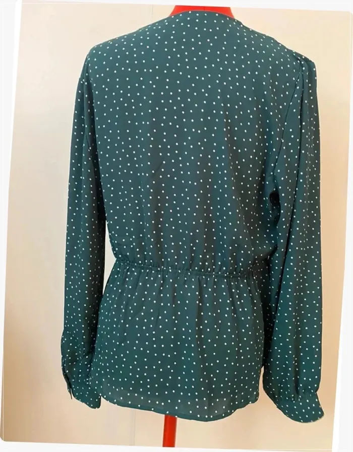 Blouse verte à pois camaieu - photo numéro 4